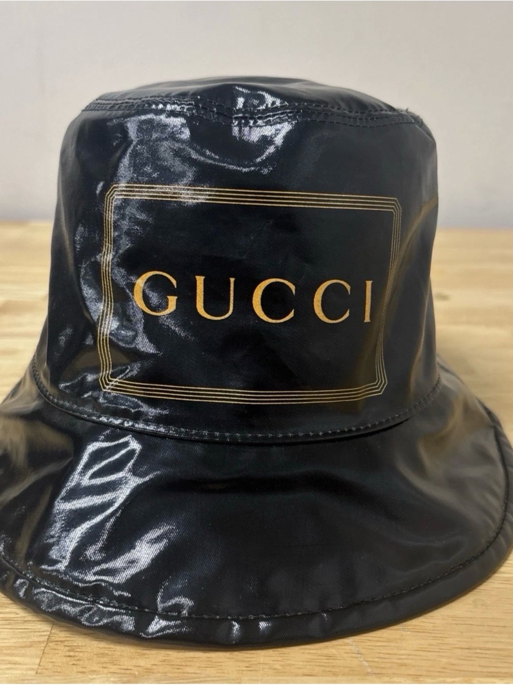 Gucci Black Logo-Print Bucket Hat Sz M